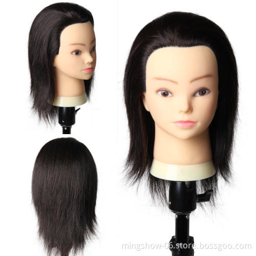 100% Human Hair Mannequin Head Real Human Hair Natural Black Color Practice Model Training Head For Hairdresser
